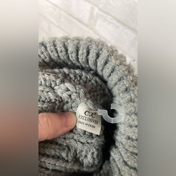 CC Exclusives Boutique Kids Solid Gray Double Pom CC Beanie - Picture 5 of 6